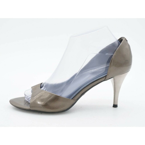 Kenneth Cole Heels Womens 8.5 Gray Patent Leather Open Toe D'Orsay Pumps Slip On - Picture 2 of 11